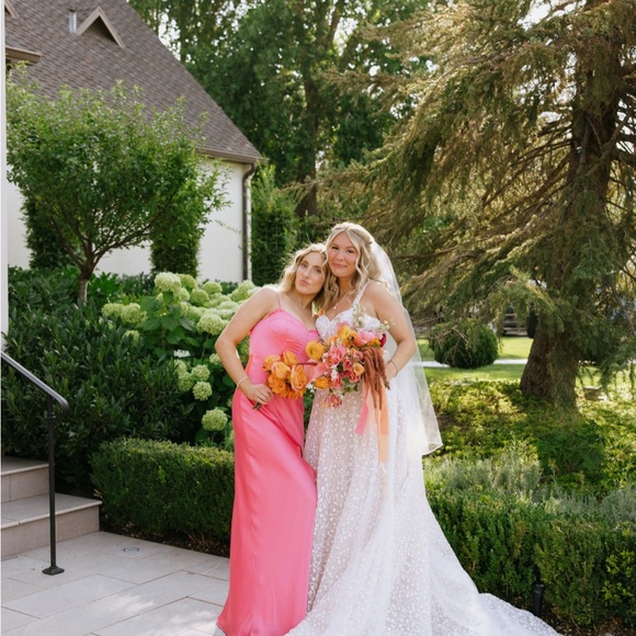 pink satin bridesmaid dress - Picture 2 of 2